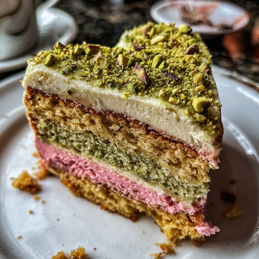 Mini Heart Cake with Pistachio Vanilla Frosting
