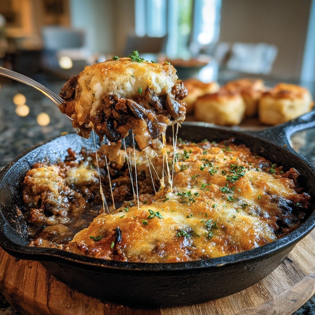Hamburger Meat And Mushroom Skillet